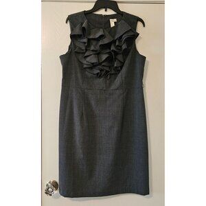 Emma & Michelle Elegant Charcoal Ruffle Neck Sleeveless Dress 14 Career READ